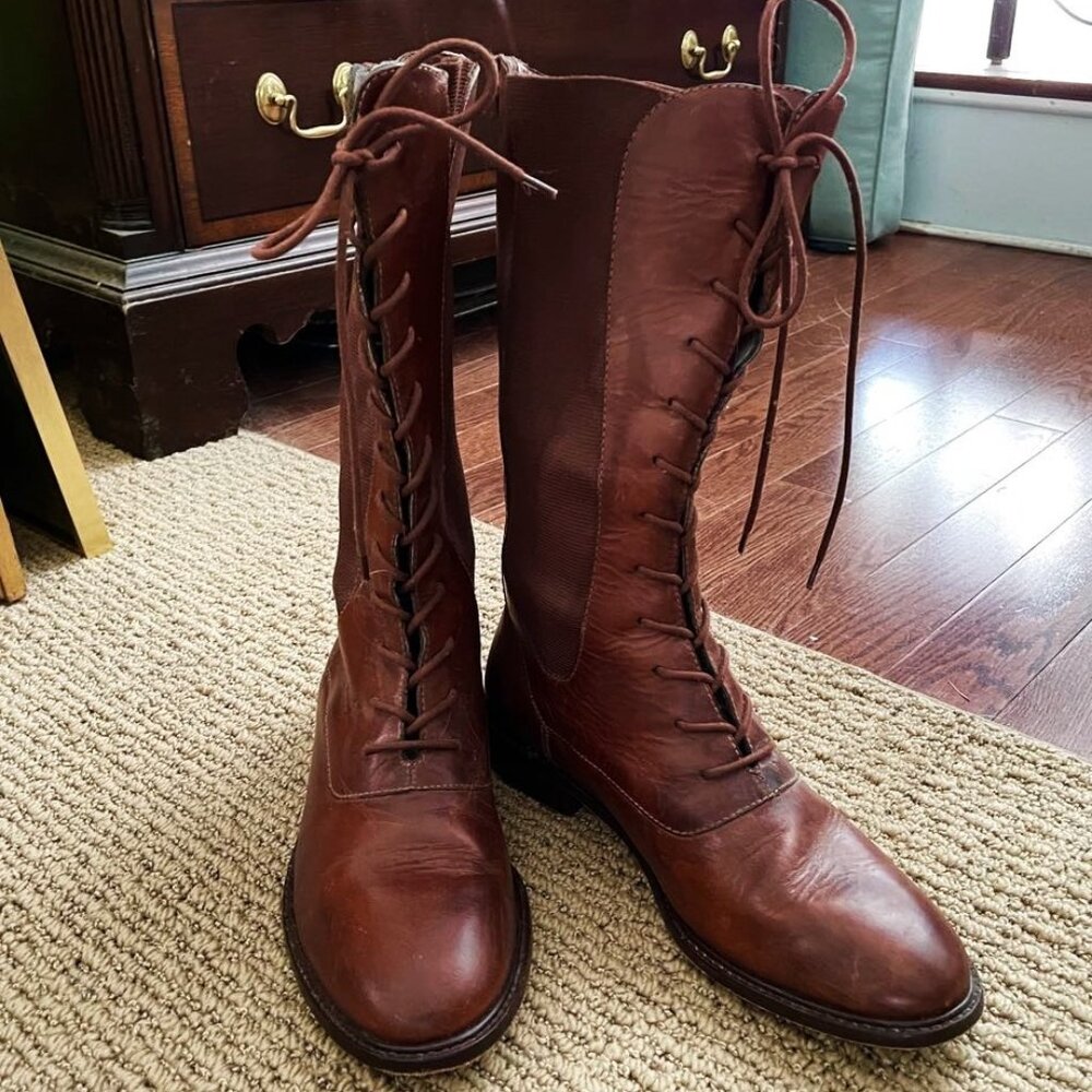 Cole Haan Country Brown Leather Lace Up Riding Boots Womens Size 10B
